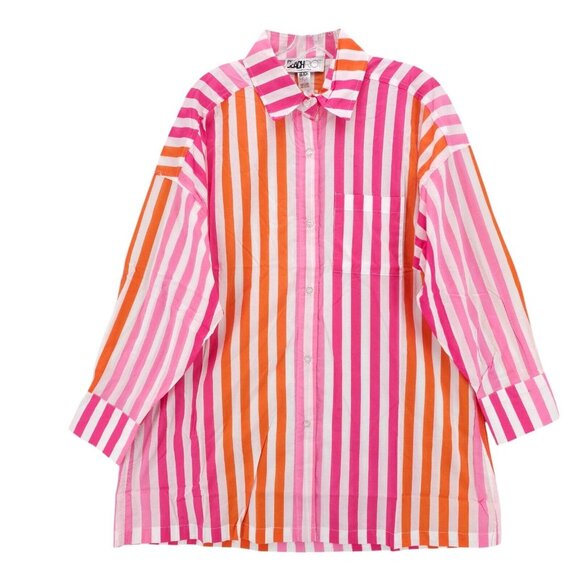 Beach Riot Other - BEACH RIOT Alexa Top Shirt Sunset Stripes Button Front Oversized Cover Up S/M